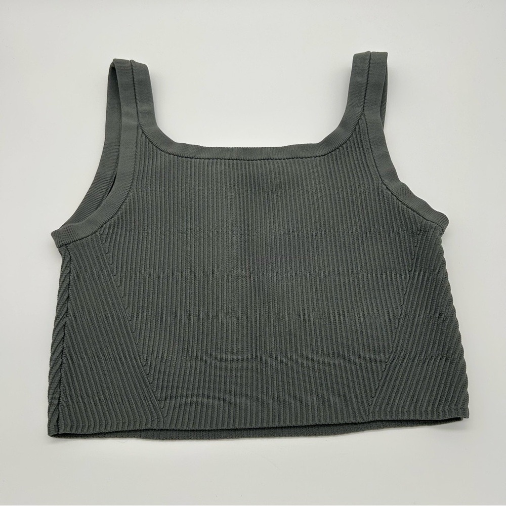 Cuts Gray Nylon Ribbed Crop Tank Top - Picture 8 of 8